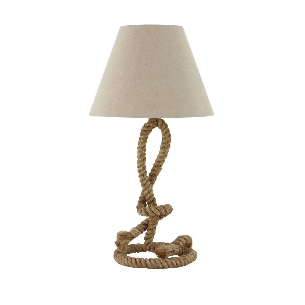 26" Rustic Jute Rope Table Lamp with White Shade