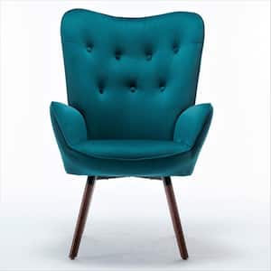 Kreedence 26.38 in. W Graynish Blue Microfiber Flared Arm Accent Chair
