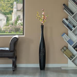 27 in. Brown with Cobbled Stone Pattern, Contemporary Bottle Shape Decorative Floor Vase