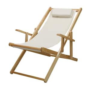 Natural Frame and Natural New Canvas Solid Wood Sling Chair, Folding Chairs