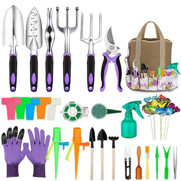 3.93 in. Purple Garden Brick Trowel Set, Succulent Tools Set Included, Heavy Duty Aluminum Tools for Garden (83-Pack)