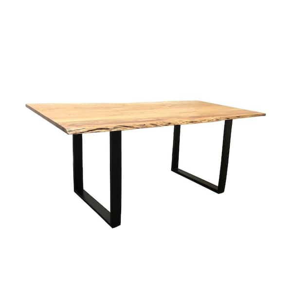 Benjara 71 in. Brown and Black Wood Sled Dining Table (Seat of 6 ...