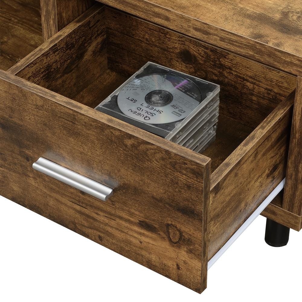 Barnwood 59" Brown Wood TV Stand with Cabinet
