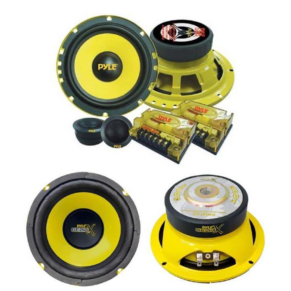 Two 6.5 in. 400-Watt 2-Way Car Component Plus Two 6.5 in. 600-Watt Subwoofe