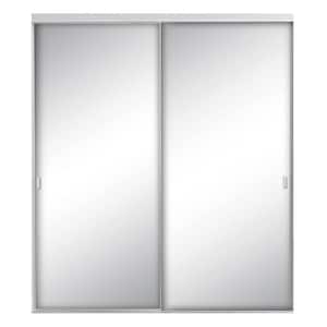72 in. x 96 in. Style Lite Satin Clear Aluminum Frame Mirrored Interior Sliding Closet Door