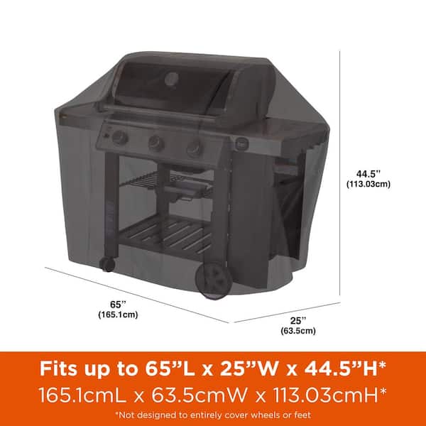 Monterey Water Resistant 4-Burner Grill Cover, 65 in. W x 25 in. D x 44.5 in. H, Medium, Black