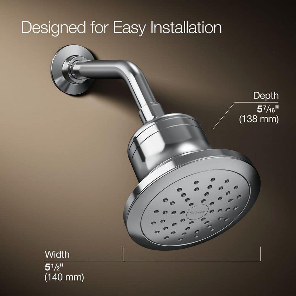 Polished Chrome Wall Mounted Rain Showerhead with Filter