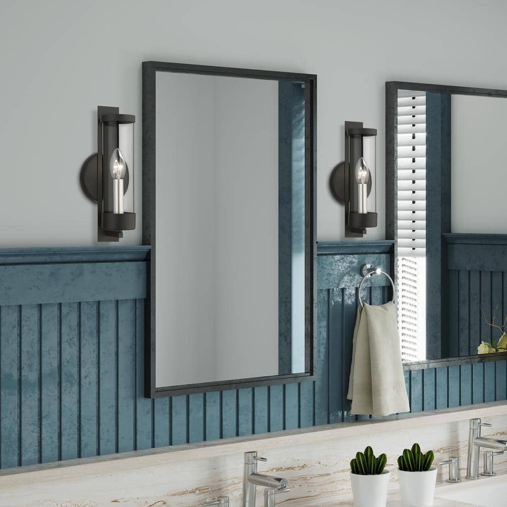 Sleek Modern Black and Brushed Nickel Dimmable Wall Sconce