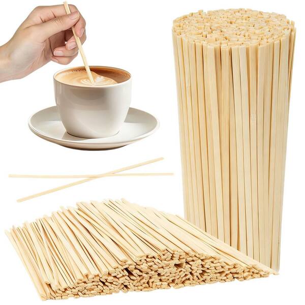 5.5 in. Disposable Bamboo Coffee and Cocktail Stirrers for Coffee, Milk, Cocktail, Chocolate, Party and Bars (1000-Pack)