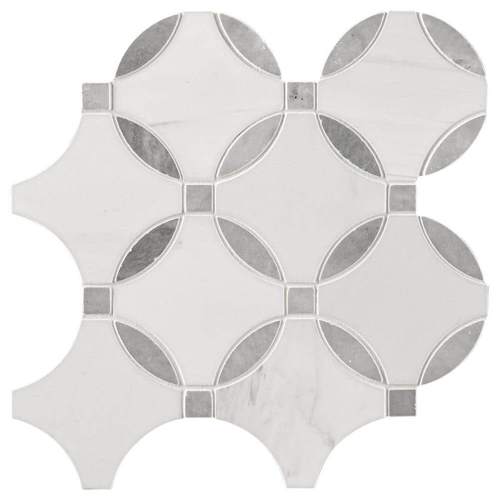 Bianco Dolomite Lola 10 in. x 10 in. x 0.39 in. Polished Marble Mesh-Mounted Mosaic Tile (7.3 sq. ft./Case) price history on PriceWatchPro