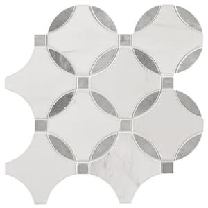 Bianco Dolomite Lola 10 in. x 10 in. Polished Mesh-Mounted Marble Mosaic Floor and Wall Tile (7.3 sq. ft./Case)