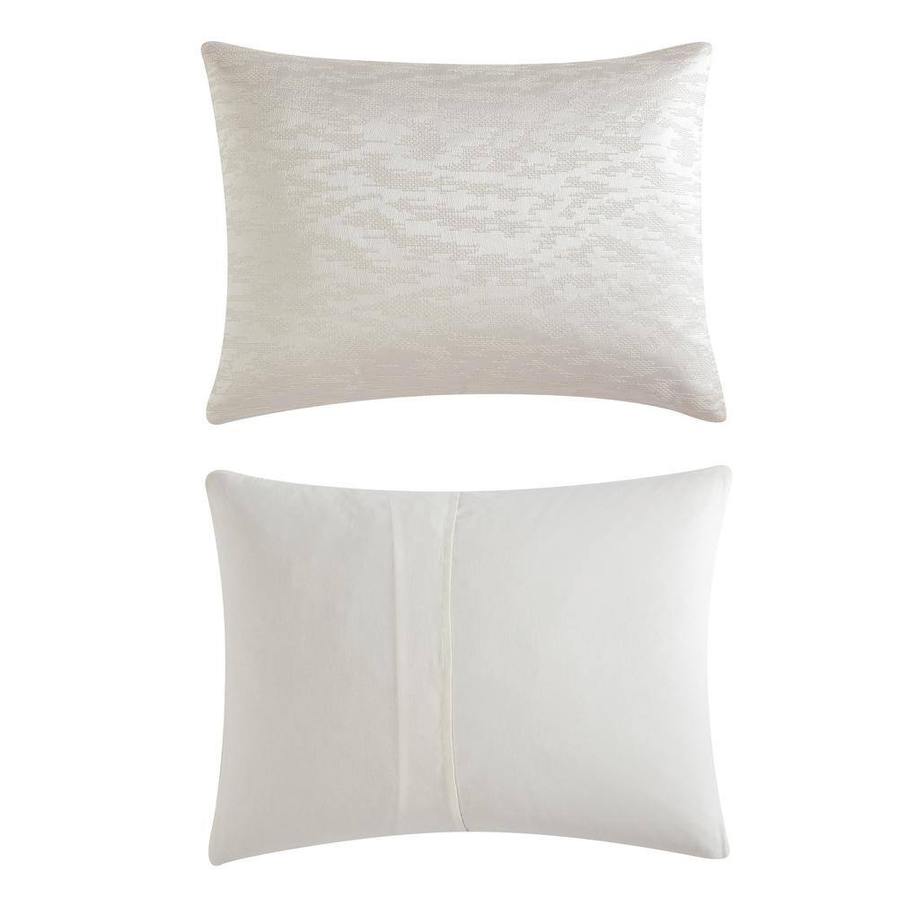 Ivory Queen Comforter Set with Abstract Stitching