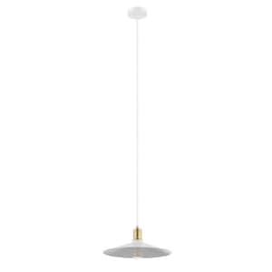 Bridport 1-Light White Pendant with Brushed Gold Accents