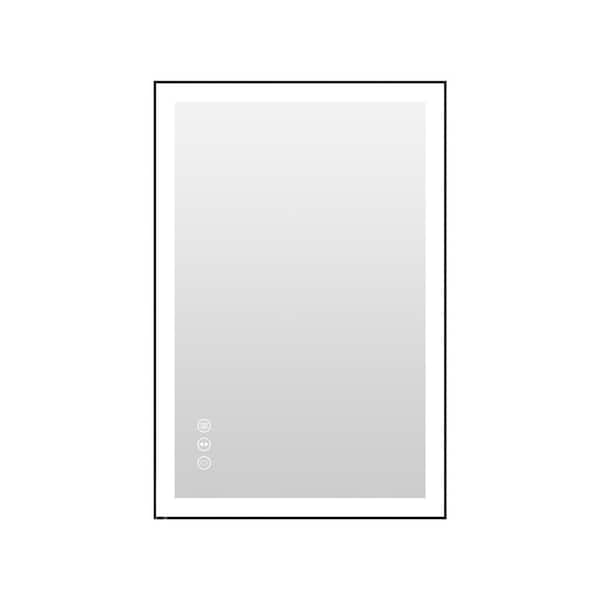 36 in. W x 24 in. H Rectangular Aluminum Framed Backlit and Front light LED wall mounted Bathroom Vanity Mirror in Black