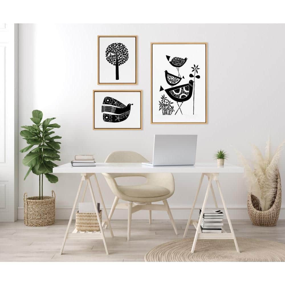 "Sylvie ""Trio Linocut"" by Giuliana Lazzerini 3-Piece Natural Framed Art Print Set 33 in. x 23 in." price history on PriceWatchPro