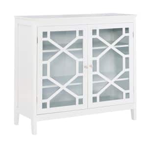Maxwell White Accent Large Storage Cabinet with Glass Pane Overlay