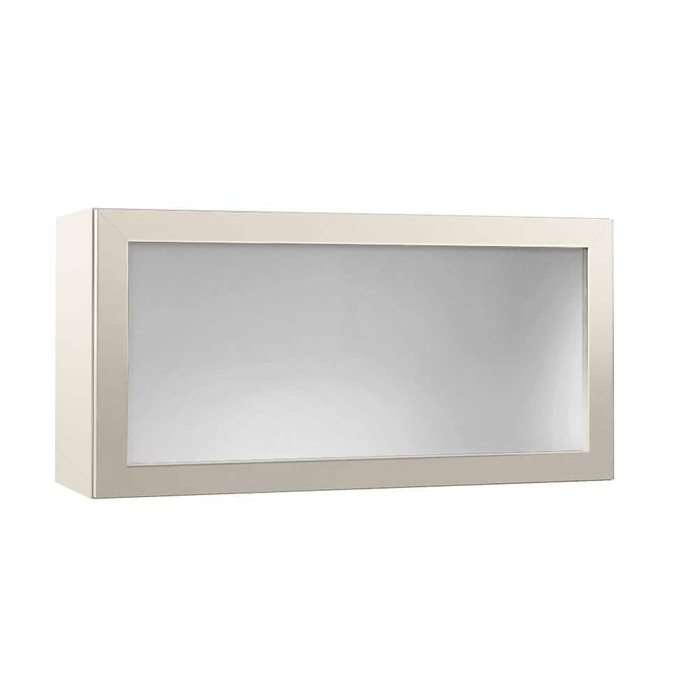 Designer Series Tayton 36 in. W x 12 in. D x 18 in. H Assembled Metal Lift-Up Door Wall Cabinet with Glass in Cloud price history on PriceWatchPro