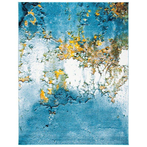 SAFAVIEH Glacier Blue/Gold 8 ft. x 10 ft. Abstract Geometric Area Rug