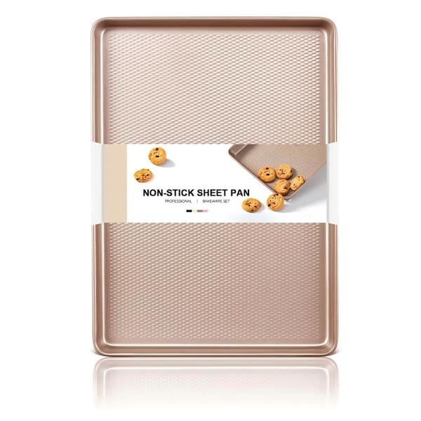 15.2 x 9.5 in. Jelly Roll Pan with Diamond Texture Surface, 57% Thicker Carbon Steel Nonstick Baking Sheet