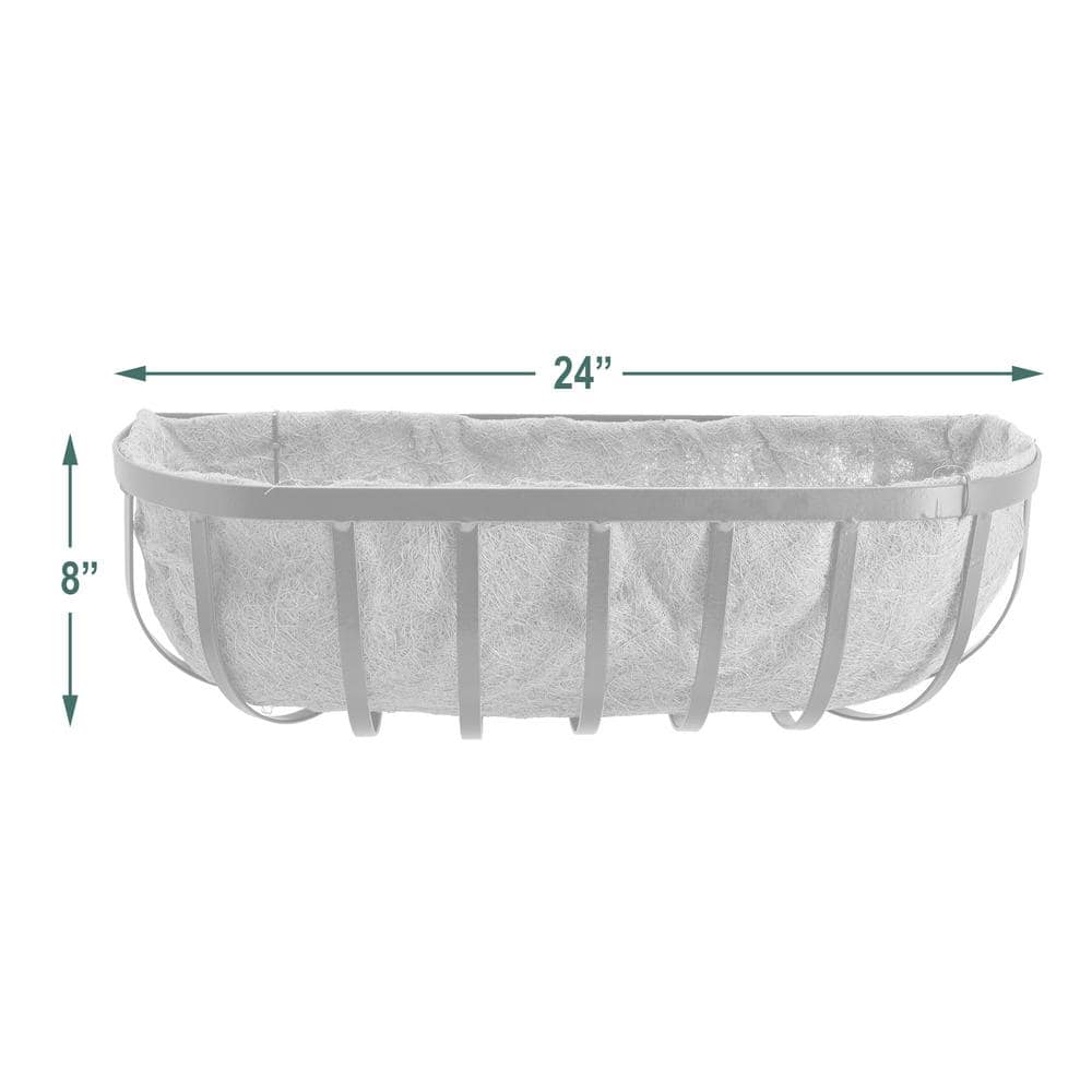 24-Inch Black Metal Wall-Mounted Outdoor Planter with Coconut Liner