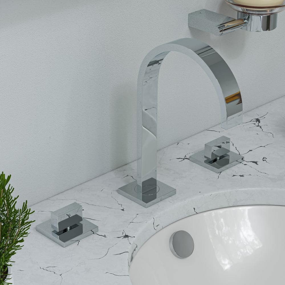 Polished Chrome Gooseneck 6.19" Widespread Bathroom Faucet
