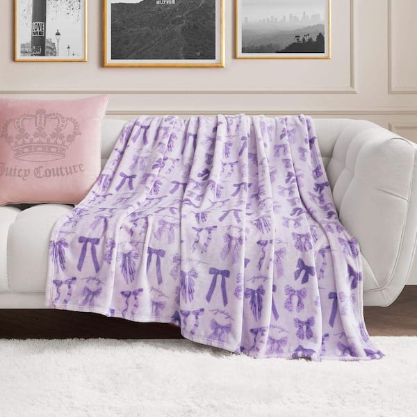 Perfect Bows Light Purple Plush 60 in. x 70 in. Polyester Throw Blanket