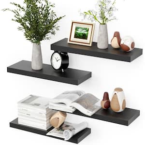 15.67 in. W x 5.71 in. D Black Wall Mounted Floating Shelves, 4 Sets Decorative Wall Shelf