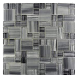Handicraft Magic Gray and Black 12 in. x 12 in. Glass Mosaic Wall and Pool Tile (15 sq. ft./Case)