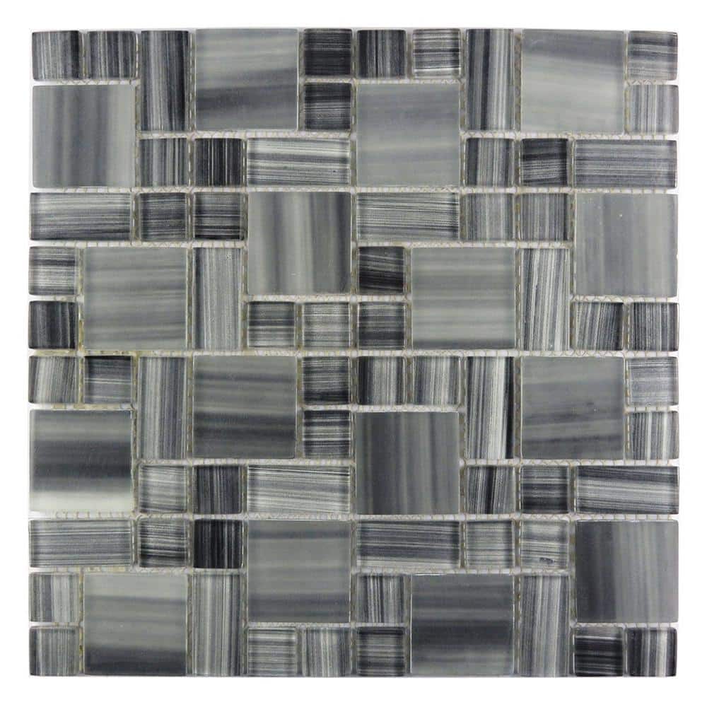 ABOLOS Handicraft Gray Versailles Mosaic 12 in. x 12 in. Stained Glass Decorative Accent Tile Sample, Gray/Multifinish -  CHMHDCMGC-CA