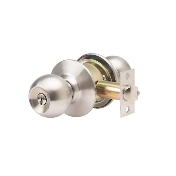 Global Door Controls GLC Series Brushed Chrome Grade 3 Commercial/Residential Entry Door Knob with Lock