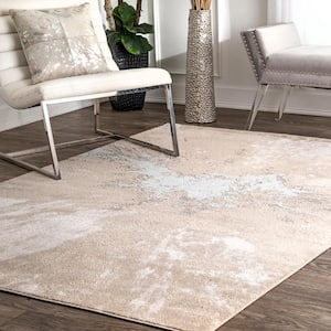 Contemporary Abstract Cyn Beige Doormat 3 ft. x 5 ft. Area Rug