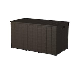 130 Gal. Outdoor Deck Box All-Weather Resin Wood Look Patio Storage Container