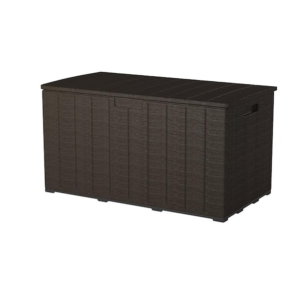 Barton 130 Gal. Outdoor Deck Box All-Weather Resin Wood Look Patio Storage Container