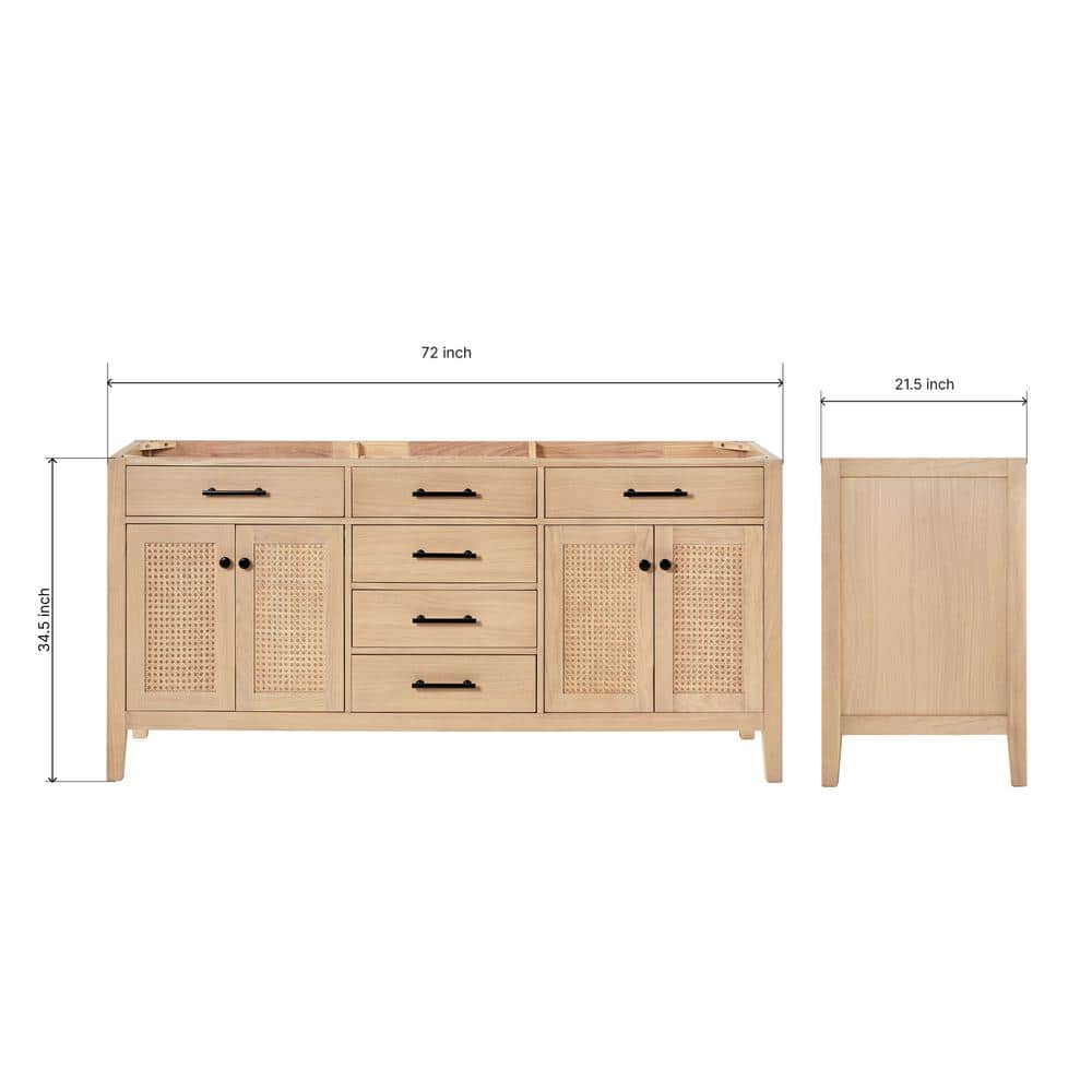Camila 72" Light Brown Oak Freestanding Double Vanity