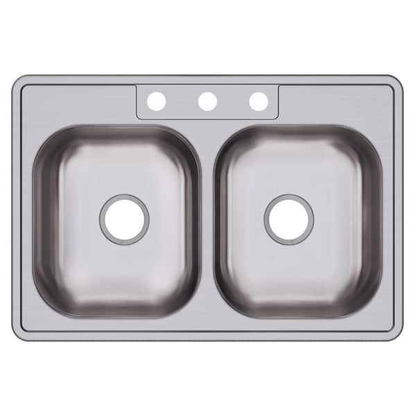 Elkay Dayton 33 in. Drop-in Double Bowl 22-Gauge Stainless Steel Kitchen Sink Only