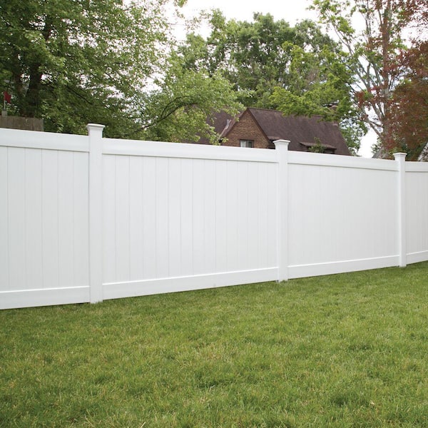 Linden 5 in. x 5 in. x 9 ft. White Vinyl Routed Line Fence Post