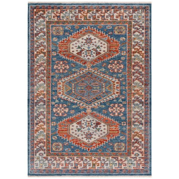 Samarkand 6 ft. x 9 ft. Blue/Beige Tribal Area Rug