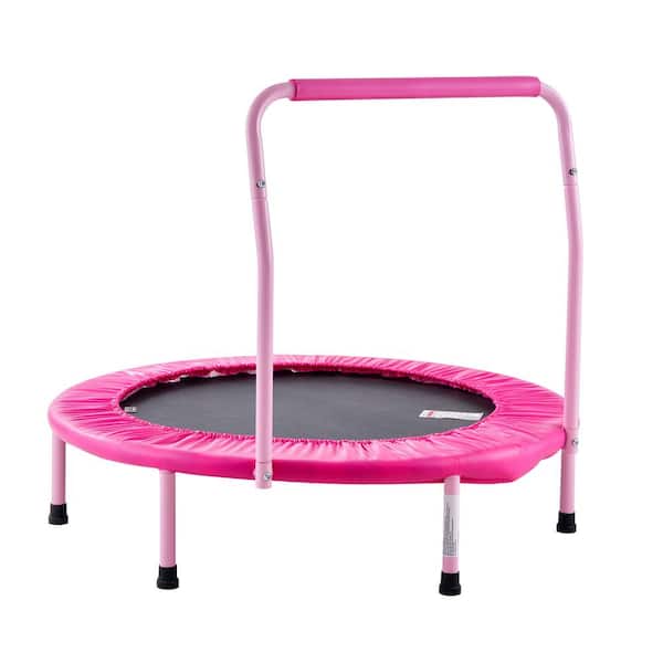 36 in. Kids Trampoline 3 ft. Indoor Outdoor Trampoline Foldable Mini Trampoline with Handle Rebounder Trampoline, Pink