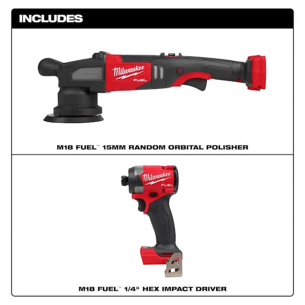 M18 FUEL18V Lithium-Ion Brushless Cordless 15MM DA Polisher w/ Impact Driver
