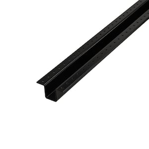 0.12 in. x 3-1/2 in. x 7-1/2 ft. Black Powder Coated Steel Fence Post
