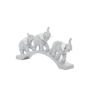 Silver Polystone Elephant Sculpture