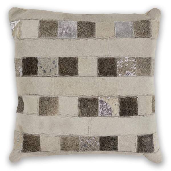 Kas Rugs Foil Prints Ivory Geometric Hypoallergenic Polyester 18 in. x 18 in. Throw Pillow