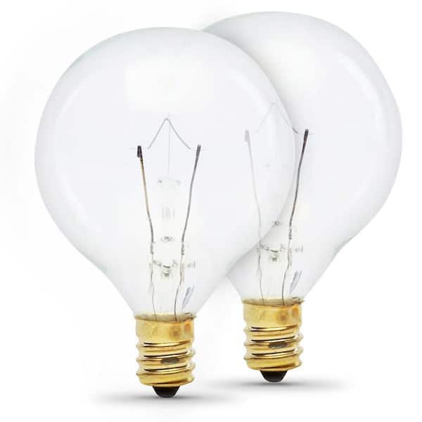 Feit Electric 25-Watt G16.5 E12 Vanity Bathroom Incandescent Light Bulb, Soft White 2700K (2-Pack)
