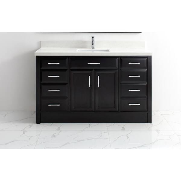 Studio Bathe Calais 60 in. Vanity in Espresso with Solid Surface Vanity Top