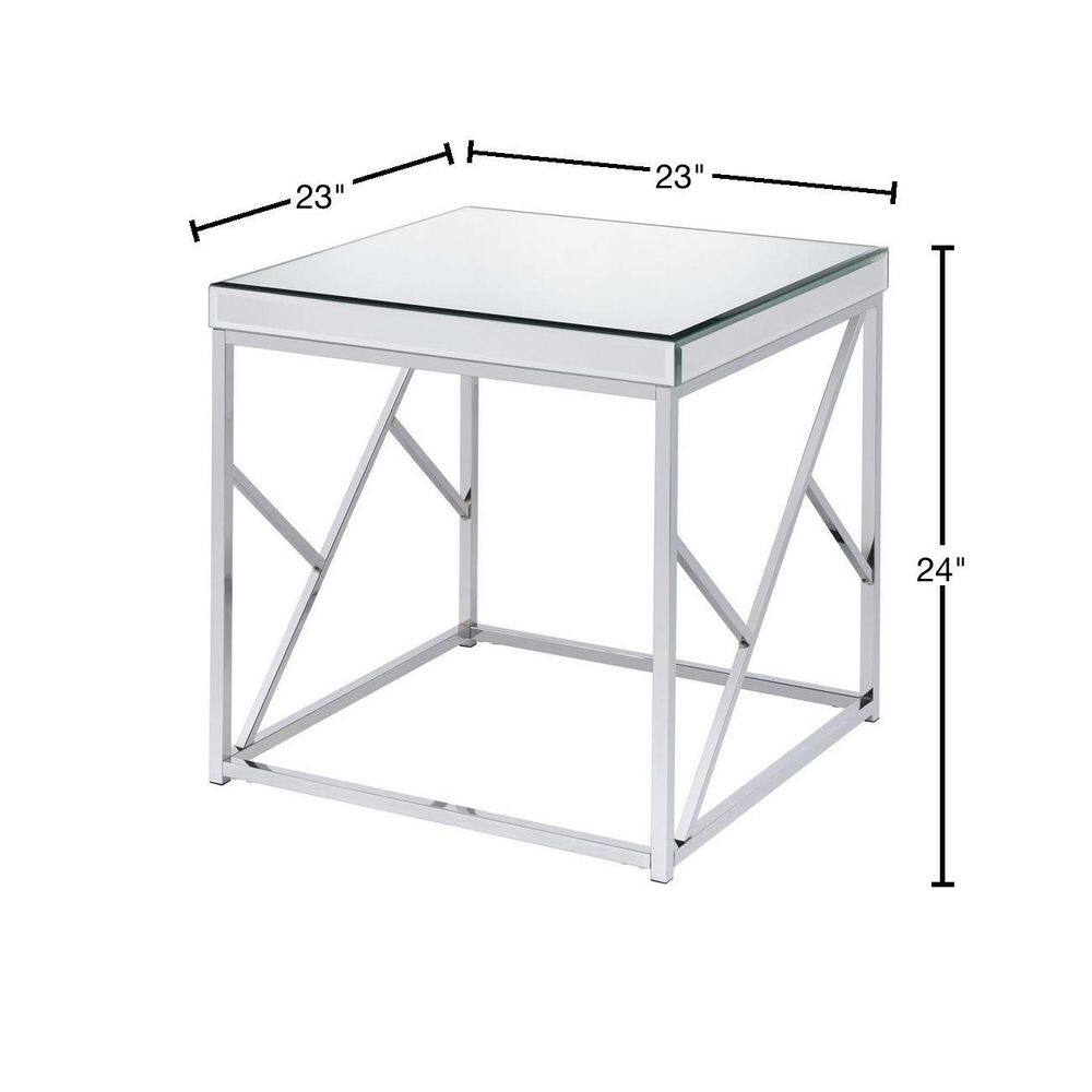 Evelyn 23" Chrome Mirrored Glass Square End Table