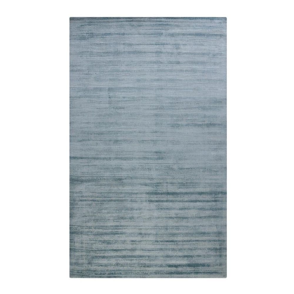 Blue Half Rug HomeRoots 4 ft. x 6 ft. Light Blue And Dark Blue Striped Hand Woven ...