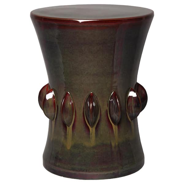 Emissary Jewel 22.5 in. H Green Kelp Round Ceramic Garden Stool