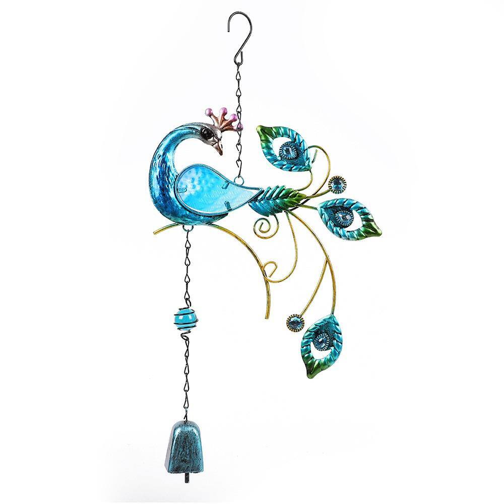 Mr. Garden 18 in. Peacock Glass Painted Wind Chime Metal Wind Chime