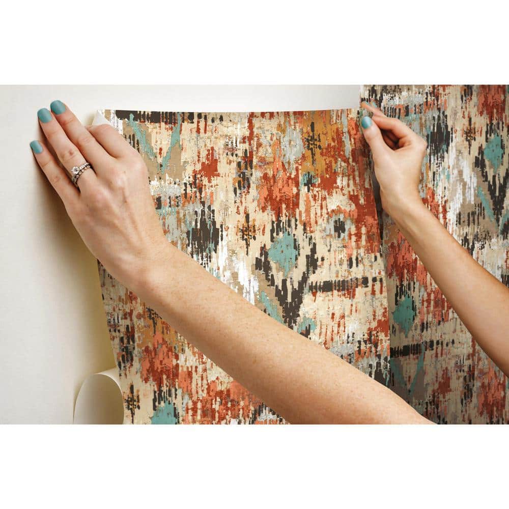 Orange Aztec Peel and Stick Vinyl Wallpaper Roll
