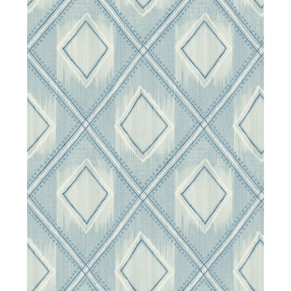 CASA MIA Ikat Texture Light Bleu & White Textile Non-Pasted Wet Removable Wallpaper Roll (Cover 56.00 sq. ft.)